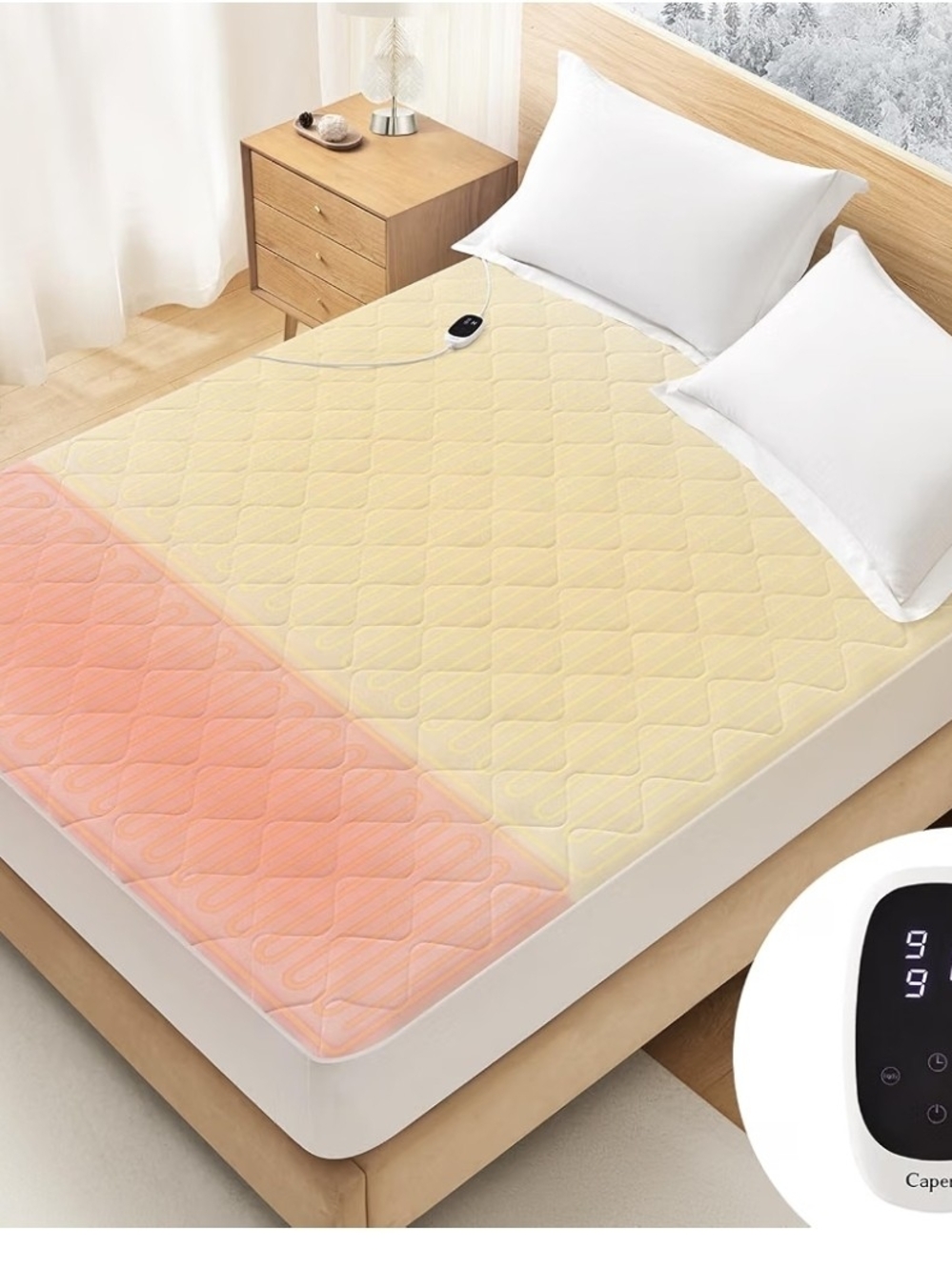 Caperia Queen 60x80 Heated Mattress Pad Quilted Multizone electric mattress pad